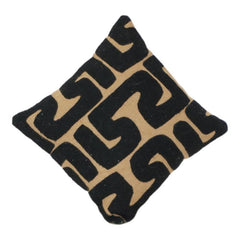 Black Abstract Geometric Cotton Cushion Cover | Modern Tribal Pattern | 18x18 Inch