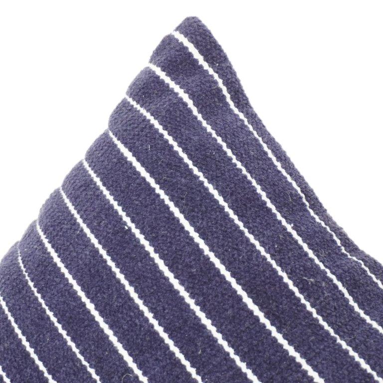 Navy Blue Striped Cotton Cushion Cover 45x45 cm | Minimal Woven Design | Modern Sofa Pillow Case - Bulk manufacturer & supplier from Panipat, India