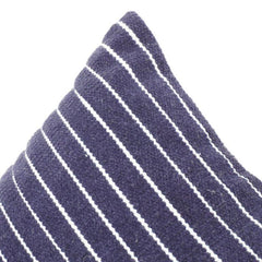 Navy Blue Striped Cotton Cushion Cover 45x45 cm | Minimal Woven Design | Modern Sofa Pillow Case