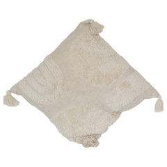 Textured Cream Cotton Cushion Cover with Tufted Geometric Design & Tassel Corners | 18x18 Inch Decorative Throw Pillow Cover