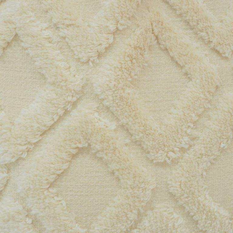 Ivory Diamond Tufted Cotton Cushion Cover – 45x45 cm | Textured Boho Decorative Pillow Cover