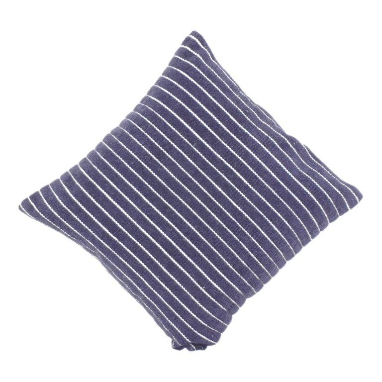 Navy Blue Striped Cotton Cushion Cover 45x45 cm | Minimal Woven Design | Modern Sofa Pillow Case - Bulk manufacturer & supplier from Panipat, India