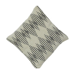 Minimalist Geometric Hand Woven Cotton Cushion Cover | Black & Ivory Abstract Pattern | 18x18 Inch