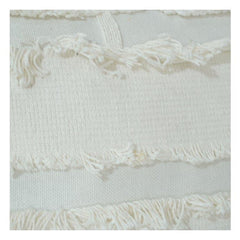 Textured Fringe Cotton Cushion Cover 45x45 cm – Neutral Woven Decorative Pillow Case with Tassel Layers