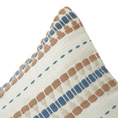 Handwoven Cotton Cushion Cover 45x45 cm | Striped Textured Design | Neutral Boho Décor Pillow Cover