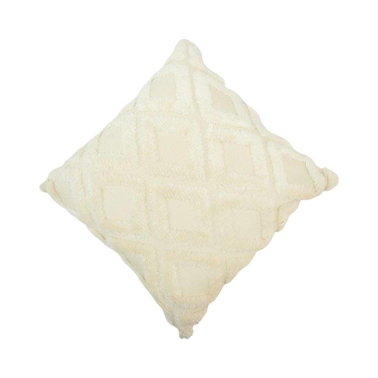 Ivory Diamond Tufted Cotton Cushion Cover – 45x45 cm | Textured Boho Decorative Pillow Cover - Bulk manufacturer & supplier from Panipat, India