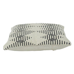 Minimalist Geometric Hand Woven Cotton Cushion Cover | Black & Ivory Abstract Pattern | 18x18 Inch