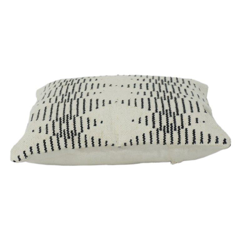 Minimalist Geometric Hand Woven Cotton Cushion Cover | Black & Ivory Abstract Pattern | 18x18 Inch