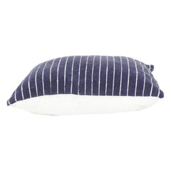 Navy Blue Striped Cotton Cushion Cover 45x45 cm | Minimal Woven Design | Modern Sofa Pillow Case