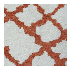 Rust Trellis Embroidered Cotton Cushion Cover | Geometric Lattice Design | 18x18 Inch Decorative Throw Pillow Case