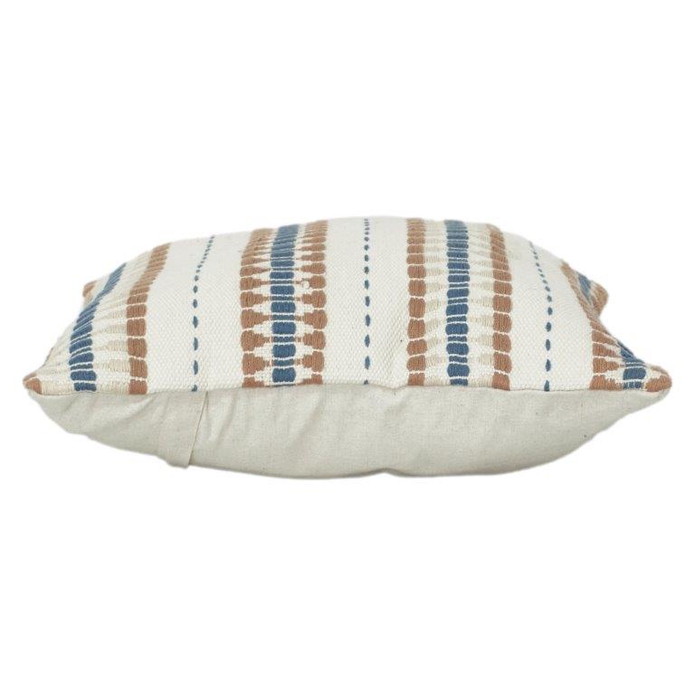 Handwoven Cotton Cushion Cover 45x45 cm | Striped Textured Design | Neutral Boho Décor Pillow Cover - Bulk manufacturer & supplier from Panipat, India