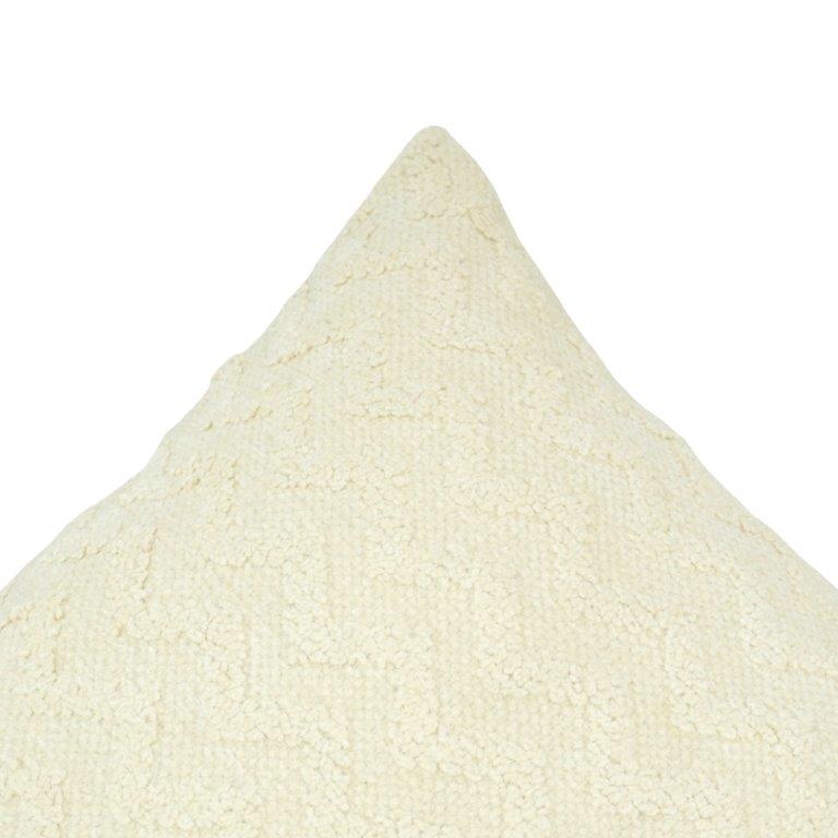 Handmade Tufted Cotton Cushion Cover – Cream Chevron Textured Pillow Cover 45x45 cm - Bulk manufacturer & supplier from Panipat, India