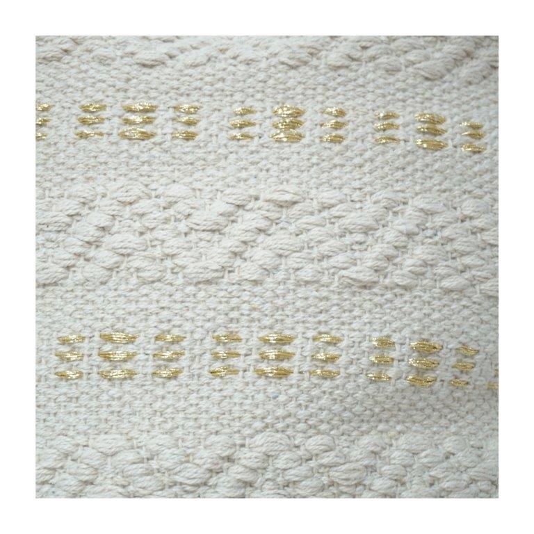 Ivory Textured Cotton Viscose Cushion Cover – Geometric Embroidered Lumbar Pillow (40x60 cm) - Bulk manufacturer & supplier from Panipat, India