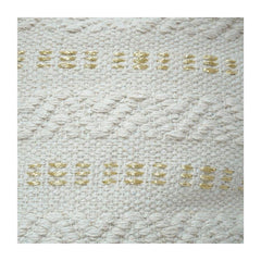 Ivory Textured Cotton Viscose Cushion Cover – Geometric Embroidered Lumbar Pillow (40x60 cm)