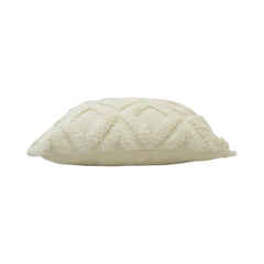 Ivory Diamond Tufted Cotton Cushion Cover – 45x45 cm | Textured Boho Decorative Pillow Cover