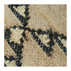 Handwoven Jute Cushion Cover with Tribal Geometric Pattern | Natural Textured Boho Decor Pillow | 18x18 Inch