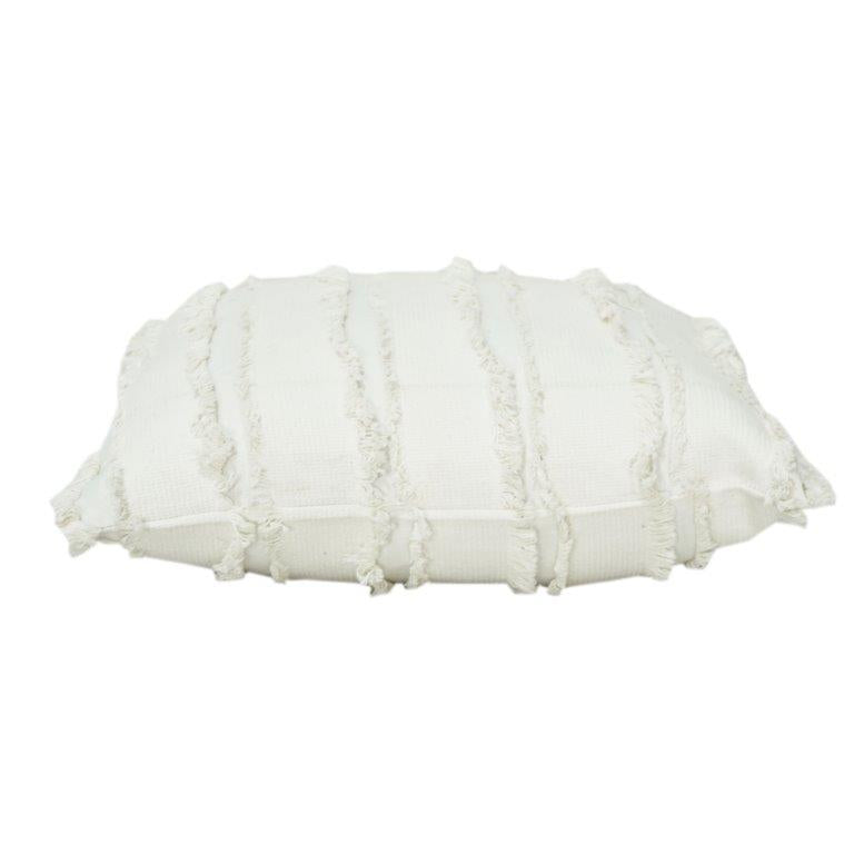 Textured Fringe Cotton Cushion Cover 45x45 cm – Neutral Woven Decorative Pillow Case with Tassel Layers