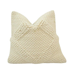 Handwoven Cotton Bobble Textured Cushion Cover | Cream Geometric Design | 45 x 45 cm