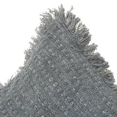 Textured Cotton Cushion Cover with Fringe Edges – Handwoven Solid Grey Decorative Pillow Cover (18x18 Inch)