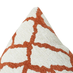 Rust Trellis Embroidered Cotton Cushion Cover | Geometric Lattice Design | 18x18 Inch Decorative Throw Pillow Case