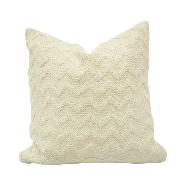 Handmade Tufted Cotton Cushion Cover – Cream Chevron Textured Pillow Cover 45x45 cm - Bulk manufacturer & supplier from Panipat, India