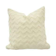 Handmade Tufted Cotton Cushion Cover – Cream Chevron Textured Pillow Cover 45x45 cm