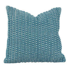 Handwoven Textured Cotton Cushion Cover – Teal Blue | 45x45 cm (18x18 Inch) | Modern Minimal Woven Design