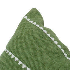 Handwoven Green Cotton Cushion Cover | Textured Geometric Pattern | Modern Minimalist Décor Pillow Cover | 40x60 cm