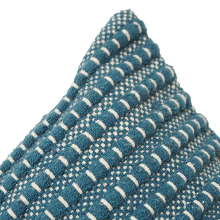 Handwoven Textured Cotton Cushion Cover – Teal Blue | 45x45 cm (18x18 Inch) | Modern Minimal Woven Design