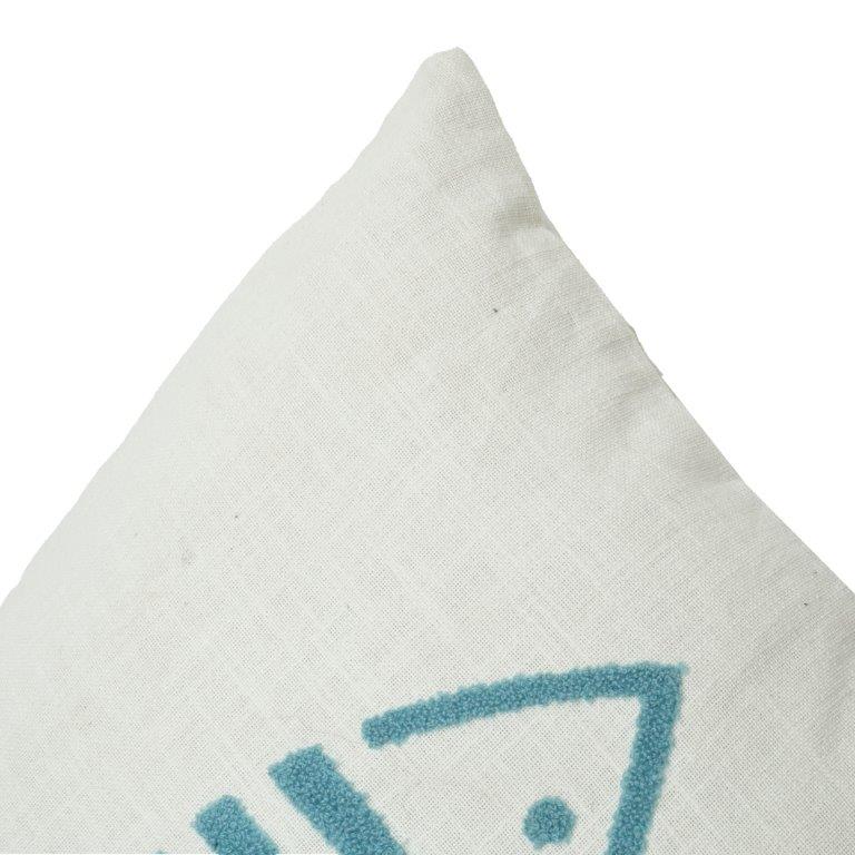 Embroidered Cotton Cushion Cover 45x45 cm – Minimal Fish Motif Design | Decorative Throw Pillow Cover - Bulk manufacturer & supplier from Panipat, India