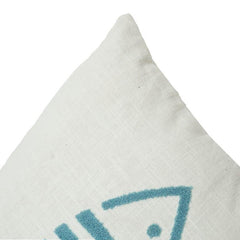 Embroidered Cotton Cushion Cover 45x45 cm – Minimal Fish Motif Design | Decorative Throw Pillow Cover
