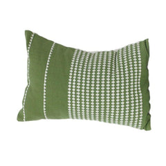 Handwoven Green Cotton Cushion Cover | Textured Geometric Pattern | Modern Minimalist Décor Pillow Cover | 40x60 cm