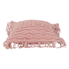 Handmade Cotton Macrame Cushion Cover with Fringe – 45x45 cm Boho Decorative Pillow Cover