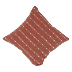 Rust Textured Cotton Cushion Cover with Woven Dotted Stripes | Boho Minimalist Accent Pillow Cover (18x18 Inch)