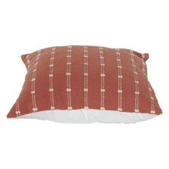 Rust Textured Cotton Cushion Cover with Woven Dotted Stripes | Boho Minimalist Accent Pillow Cover (18x18 Inch)