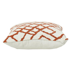 Rust Trellis Embroidered Cotton Cushion Cover | Geometric Lattice Design | 18x18 Inch Decorative Throw Pillow Case
