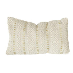Ivory Textured Cotton Viscose Cushion Cover – Geometric Embroidered Lumbar Pillow (40x60 cm)