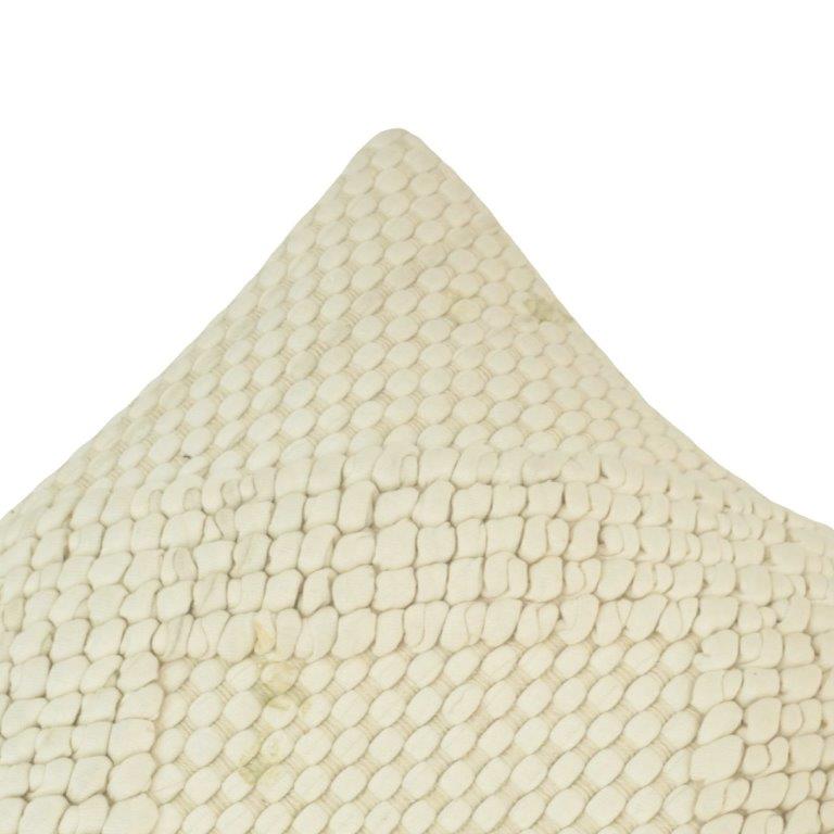Handwoven Cotton Bobble Textured Cushion Cover | Cream Geometric Design | 45 x 45 cm