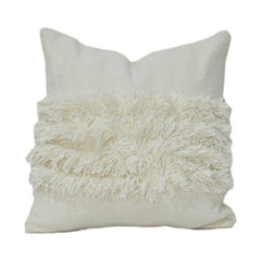 Handmade Cotton Textured Fringe Cushion Cover | Boho Decorative Pillow Cover | Off White | 45x45 cm