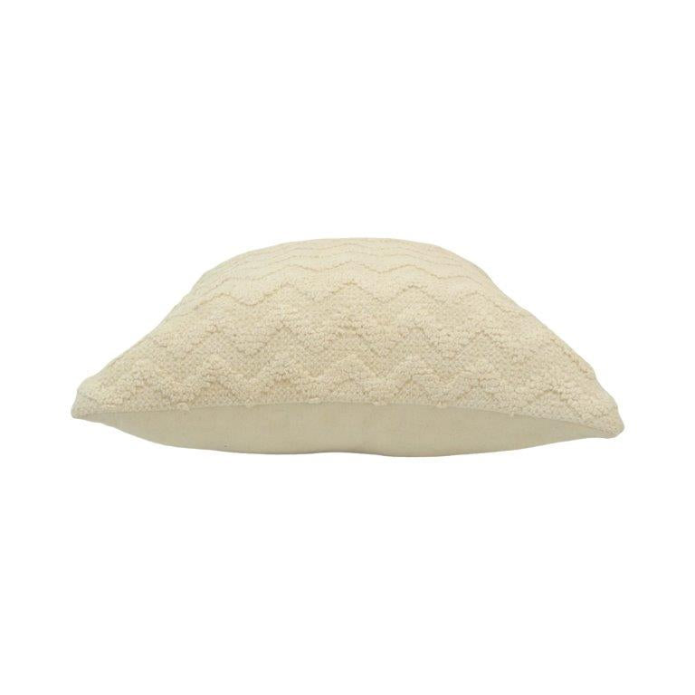 Handmade Tufted Cotton Cushion Cover – Cream Chevron Textured Pillow Cover 45x45 cm - Bulk manufacturer & supplier from Panipat, India
