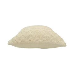 Handmade Tufted Cotton Cushion Cover – Cream Chevron Textured Pillow Cover 45x45 cm