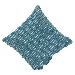 Handwoven Textured Cotton Cushion Cover – Teal Blue | 45x45 cm (18x18 Inch) | Modern Minimal Woven Design