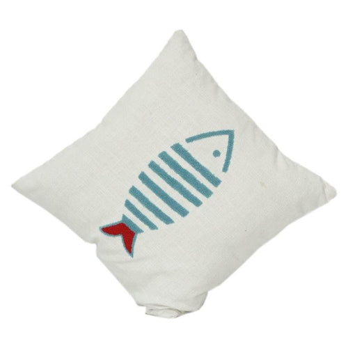 Bestickter Kissenbezug aus Baumwolle 45x45 cm – Minimalistisches Fischmotiv Design | Dekorative Kissenhülle