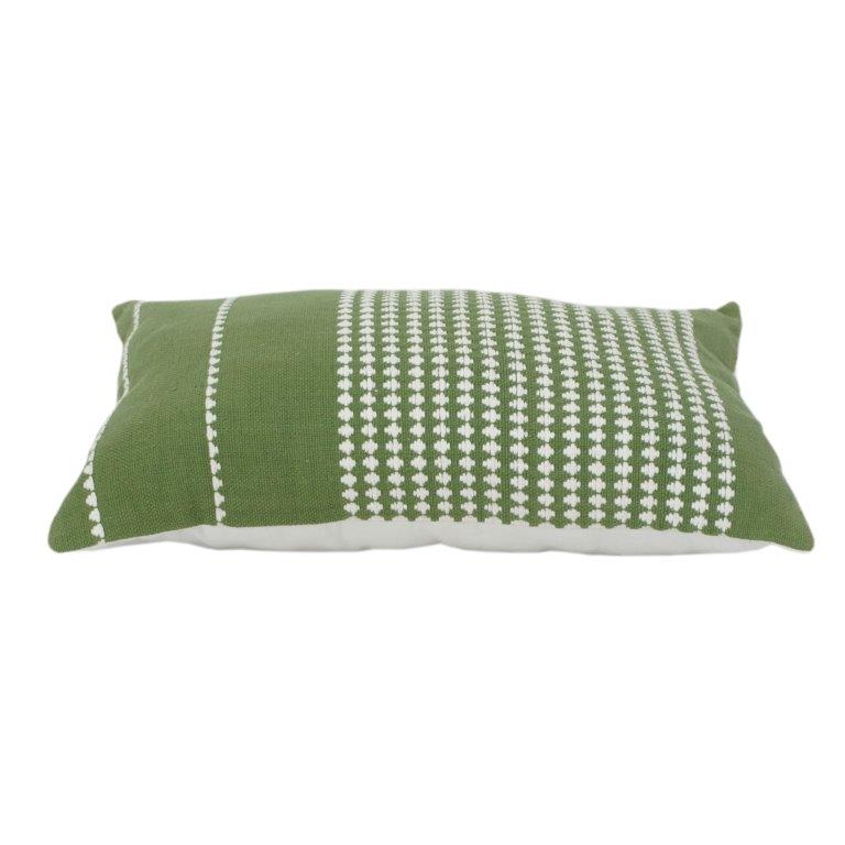 Housse de coussin en coton vert tissée à la main | Motif géométrique texturé | Décoration moderne minimaliste | 40x60 cm - Bulk manufacturer & supplier from Panipat, India
