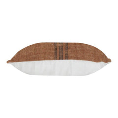 Rust Textured Cotton Cushion Cover with Woven Stripe Detail | Minimalist Earthy Throw Pillow Cover | 18x18 Inch