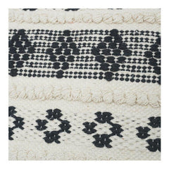 Handwoven Black & Ivory Geometric Cotton Cushion Cover | Textured Boho Tribal Pillow Case | 18x18 Inch
