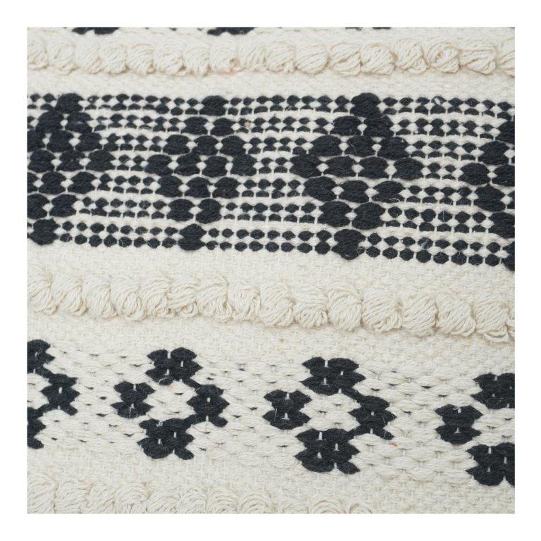 Handwoven Black & Ivory Geometric Cotton Cushion Cover | Textured Boho Tribal Pillow Case | 18x18 Inch