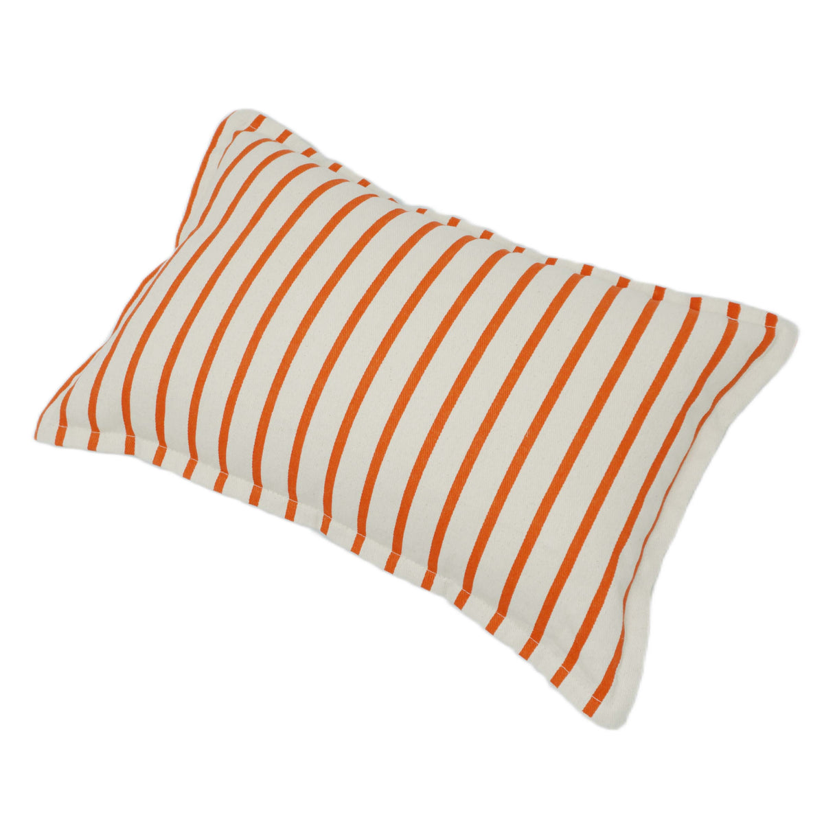 Handwoven Ivory & Orange Striped Cushion Cover – 35 x 50 cm