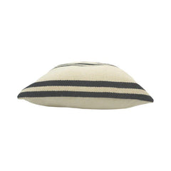 Handmade Black & Ivory Striped Cotton Cushion Cover 45x45 cm | Woven Geometric Accent Pillow Cover