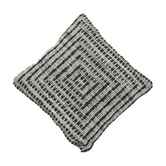 Handgewebter Jute-Kissenbezug – Schwarz & Natur Geometrisches Muster | Rustikales Boho-Dekor | 45x45 cm